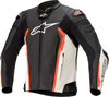 Alpinestars Missile V2,  leather jacket,  color: Black/White/Neon-Red,  size: 56