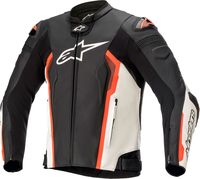 Alpinestars Missile V2,  leather jacket,  color: Black/White/Neon-Red,  size: 56