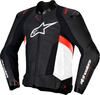 Alpinestars Missile V3,  leather jacket,  color: Black/White/Neon-Red,  size: 58