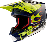 Alpinestars S-M5 Rash,  motocross helmet,  color: Dark Blue/Neon-Yellow/White,  size: XL