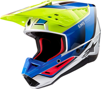 Alpinestars S-M5 Sail,  motocross helmet,  color: Blue/Neon-Yellow/Silver/Black,  size: XXL