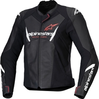 Alpinestars Stella Faster V3,  leather jacket women,  color: Black/White/Neon-Red,  size: 44