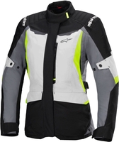 Alpinestars Stella ST-1,  textile jacket waterproof women,  color: Light Grey/Black/Grey/Neon-Yellow,  size: L