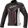 Alpinestars Stella T-Jaws V3,  textile jacket waterproof women,  color: Black/White/Pink,  size: XL
