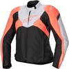 Alpinestars Stella T-Jaws V4,  textile jacket waterproof women,  color: Black/Light Grey/Neon-Red,  size: L