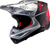 Alpinestars Supertech M10 Flood,  motocross helmet,  color: Silver/Matt-Black/Neon-Red,  size: M