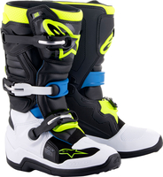 Alpinestars Tech 7S S23,  boots youth,  color: Black/White/Blue/Neon-Yellow,  size: 7 US