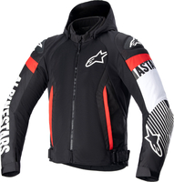 Alpinestars Zaca Air,  textile jacket waterproof,  color: Black/White/Neon-Red,  size: L