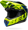 Bell Moto-10 Spherical Sliced,  motocross helmet,  color: Blue/Black/Neon-Yellow,  size: L