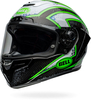 Bell Race Star DLX Flex Xenon,  full face helmet,  color: Black/White/Green,  size: XL