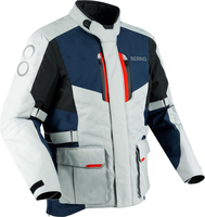 Bering Siberia,  textile jacket waterproof,  color: Light Grey/Blue/Black/Red,  size: XL