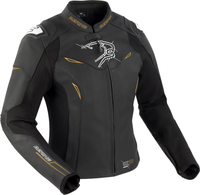 Bering Snap,  leather jacket women,  color: Black/White/Gold,  size: T0
