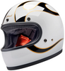 Biltwell Gringo Flames,  full face helmet,  color: White/Black/Gold,  size: L