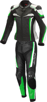 Büse Mille,  leather suit 2pcs. women,  color: Black/White/Green,  size: 42