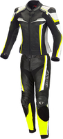 Büse Mille,  leather suit 2pcs. women,  color: Black/White/Neon-Yellow,  size: 42