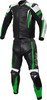 Büse Track,  leather suit 2pcs. women,  color: Black/Green/White,  size: 38