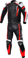 Büse Track,  leather suit 2pcs. women,  color: Black/Neon-Red/White,  size: 38