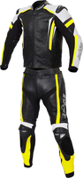 Büse Track,  leather suit 2pcs. women,  color: Black/Neon-Yellow/White,  size: 40