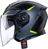 Caberg Flyon II Boss,  open face helmet,  color: Matt Black/Grey/Neon-Yellow,  size: XL