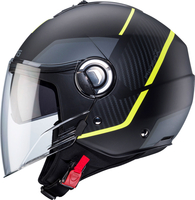 Caberg Riviera V4 X Geo,  jet helmet,  color: Matt Black/Grey/Neon-Yellow,  size: L