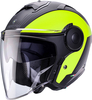 Caberg Soho Milano,  open face helmet,  color: Matt Black/Neon-Yellow,  size: S