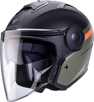Caberg Soho Zephir,  open face helmet,  color: Matt Black/Dark Green/Orange,  size: L