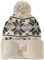 Carhartt Knit Pom Jacquard,  beanie,  color: White/Grey,  size: One Size