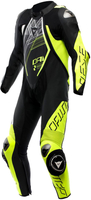 Dainese Audax D-Zip,  leather suit 1pcs. perforated,  color: Black/Neon-Yellow/White,  size: 50