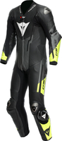 Dainese Misano 3 D-air,  leather suit 1pcs. perforated,  color: Black/Dark Grey/Neon-Yellow,  size: 44