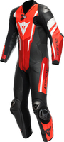 Dainese Misano 3 D-air,  leather suit 1pcs. perforated,  color: Black/Red/Neon-Red/White,  size: 52