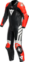 Dainese Mugello 3 D-air,  leather suit 1pcs. perforated,  color: Black/Neon-Red/White,  size: 62