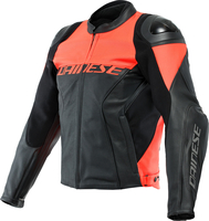 Dainese Racing 4,  leather jacket perforated,  color: Black/Neon-Red,  size: 54