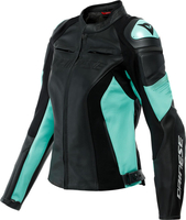 Dainese Racing 4,  leather jacket women,  color: Black/Turquoise,  size: 42