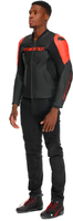 Dainese Racing 5,  leather jacket,  color: Black/Neon-Red,  size: 64
