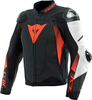 Dainese Super Speed 4,  leather jacket perforated,  color: Matt-Black/White/Neon-Red,  size: 60