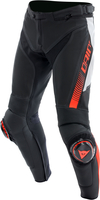 Dainese Super Speed,  leather pants perforated,  color: Black/White/Neon-Red,  size: 56