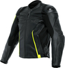 Dainese VR46 Curb,  leather jacket,  color: Black/Neon-Yellow,  size: 50