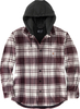 FLANNEL FLEECE LINED HOODED SHIRT JAC ELM,  color: Beige/Dark Red (W03),  size: XL