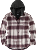 FLANNEL FLEECE LINED HOODED SHIRT JAC ELM,  color: Beige/Dark Red (W03),  size: XL