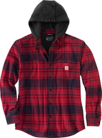 FLANNEL FLEECE LINED HOODED SHIRT JAC ELM,  color: Red/Black (R09),  size: S