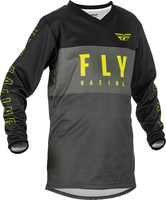 Fly Racing F-16,  jersey kids,  color: Black/Grey/Neon Yellow,  size: YM