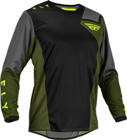 Fly Racing Kinetic Jet,  jersey,  color: Black/Olive/Grey/Neon-Yellow,  size: M