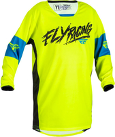 Fly Racing Kinetic Khaos,  jersey kids,  color: Neon-Yellow/Black/Blue,  size: YL