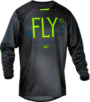 Fly Racing Kinetic Prodigy,  jersey kids,  color: Black/Dark Grey/Neon-Green,  size: YS