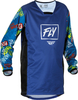 Fly Racing Kinetic Rebel,  jersey kids,  color: Blue/Light Blue/Yellow/Red,  size: YL