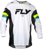 Fly Racing Kinetic S24,  jersey,  color: White/Black/Neon Yellow/Blue,  size: L