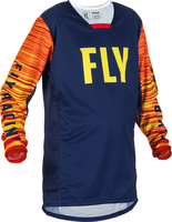 Fly Racing Kinetic Wave,  jersey kids,  color: Dark Blue/Yellow/Red,  size: YL