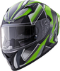 Germot GM 711 Dekor,  full face helmet,  color: Matt Black/Green,  size: M