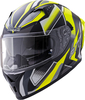 Germot GM 711 Dekor,  full face helmet,  color: Matt Black/Neon-Yellow,  size: L