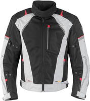 Germot X-Air Evo Pro,  textile jacket waterproof,  color: Light Grey/Black/Red,  size: L